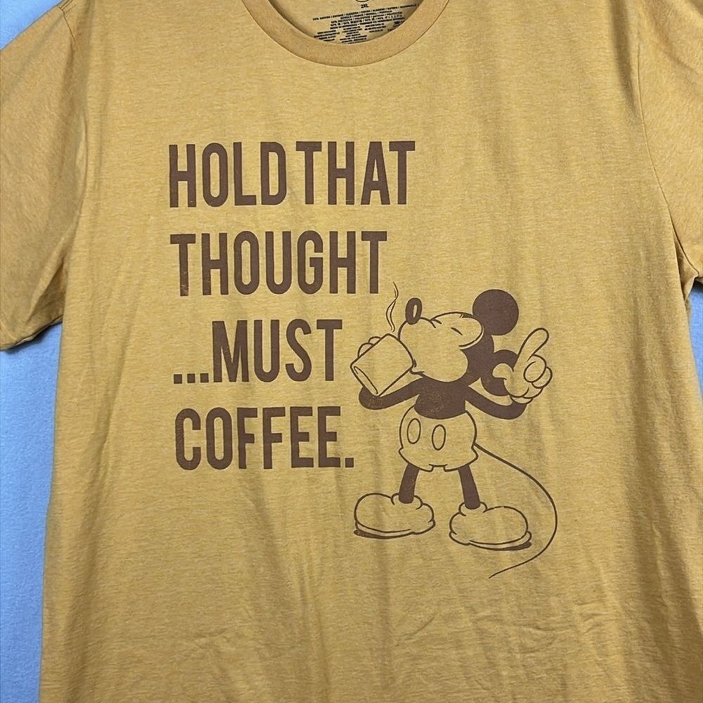 Disney Graphic Tee Short Sleeve Womens Size 2XL Hold That Thought Must Coffee - Picture 2 of 6